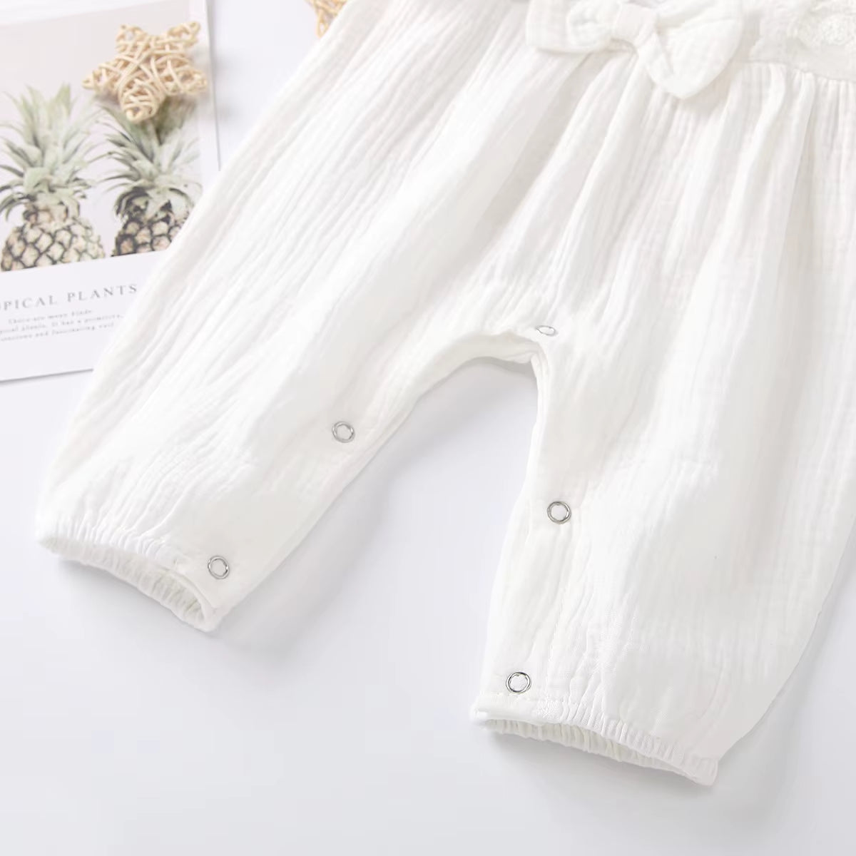 LunaLinen ā Baby Girl Cotton Romper & Headdress Set