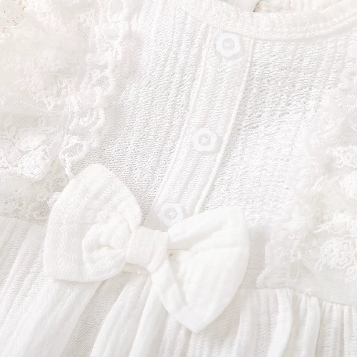 LunaLinen ā Baby Girl Cotton Romper & Headdress Set