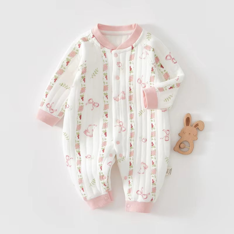 CuddleCub⢠Cartoon Bear Romper â Soft Autumn & Winter Bodysuit for Baby Boys and Girls