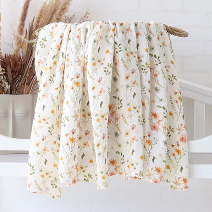 Bamboo Muslin Swaddle Blanket Baby Blankets Newborn Cotton Bedding Cover Floral Leaf Print Blankets and Diapers