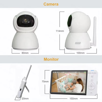 ABM700 Baby Monitor 5.0Inch 5000Mah Battery with PTZ Wireless Video Camera 2-Way Audio VOX Lullaby Night Vision Babysitter
