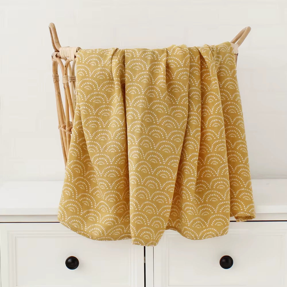 Bamboo Muslin Swaddle Blanket Baby Blankets Newborn Cotton Bedding Cover Floral Leaf Print Blankets and Diapers