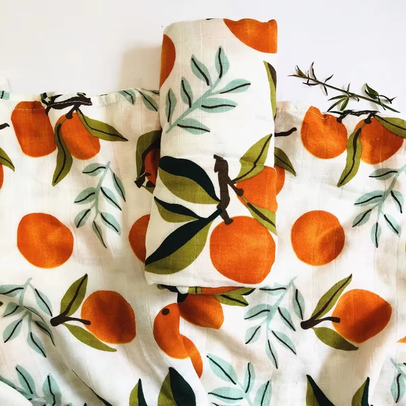 Bamboo Muslin Swaddle Blanket Baby Blankets Newborn Cotton Bedding Cover Floral Leaf Print Blankets and Diapers