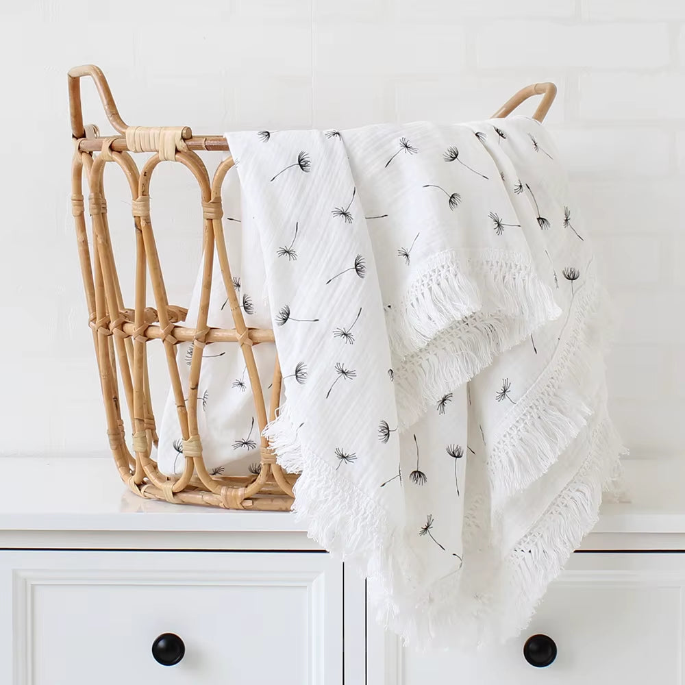 100% Cotton Baby Blankets Newborn for Boys Girls Muslin Swaddle Blankets Flower Print Bedding Quilt Swaddle