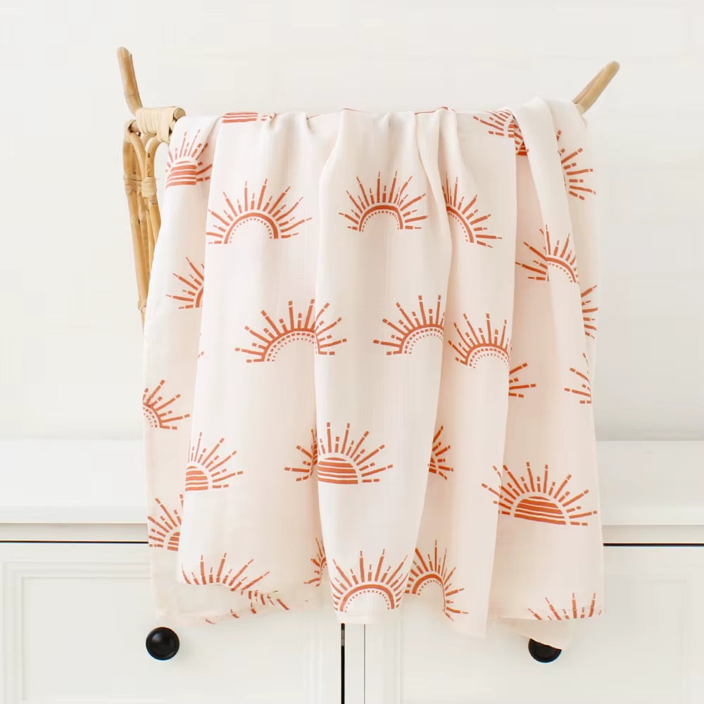 Bamboo Muslin Swaddle Blanket Baby Blankets Newborn Cotton Bedding Cover Floral Leaf Print Blankets and Diapers