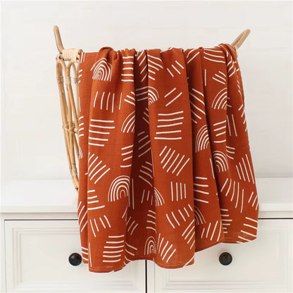 Bamboo Muslin Swaddle Blanket Baby Blankets Newborn Cotton Bedding Cover Floral Leaf Print Blankets and Diapers