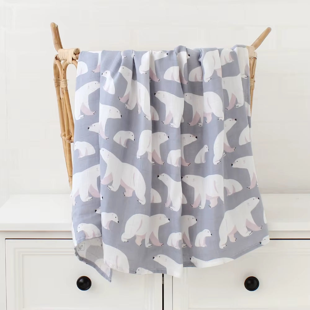 Bamboo Muslin Swaddle Blanket Baby Blankets Newborn Cotton Bedding Cover Floral Leaf Print Blankets and Diapers