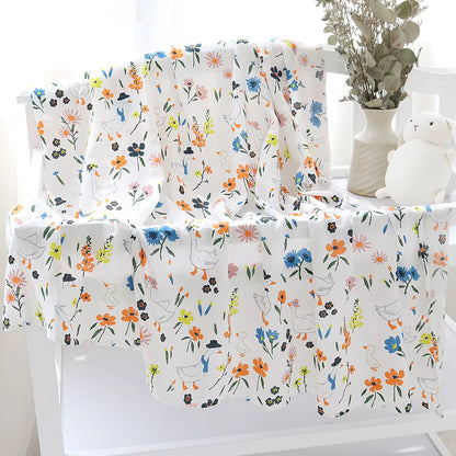 Bamboo Muslin Swaddle Blanket Baby Blankets Newborn Cotton Bedding Cover Floral Leaf Print Blankets and Diapers