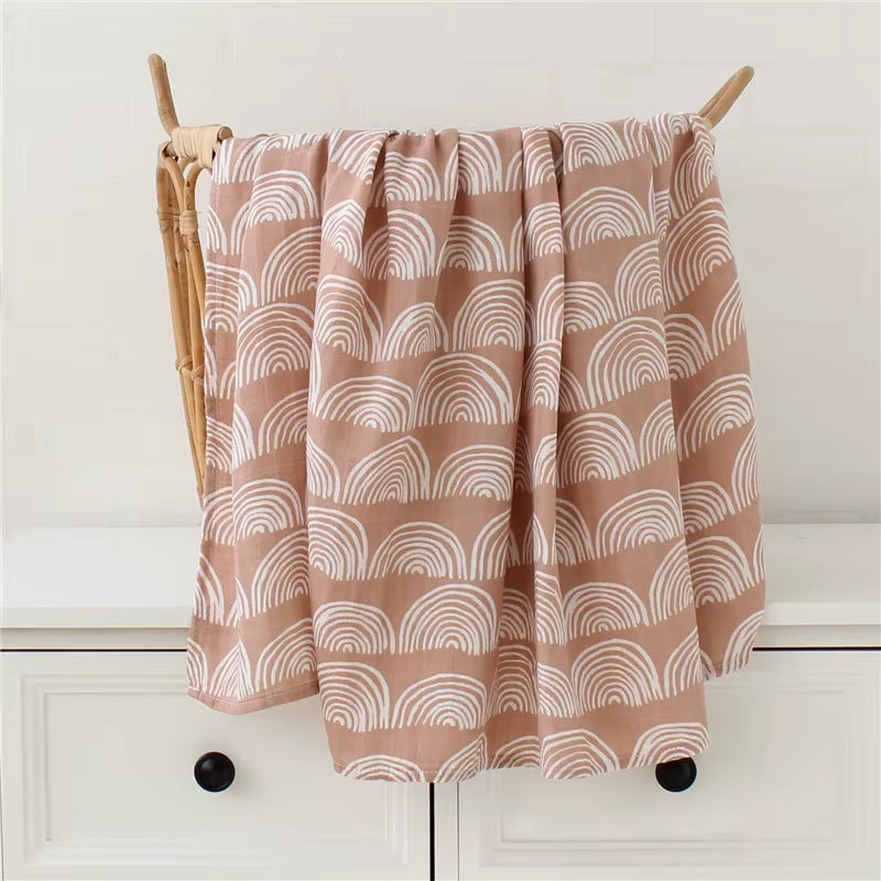 Bamboo Muslin Swaddle Blanket Baby Blankets Newborn Cotton Bedding Cover Floral Leaf Print Blankets and Diapers