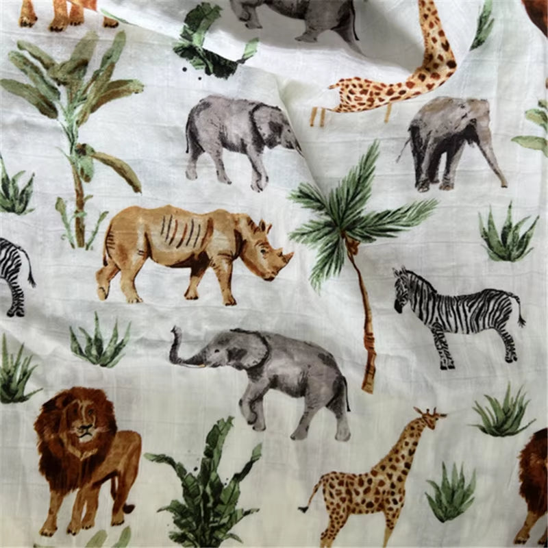 Bamboo Muslin Swaddle Blanket Baby Blankets Newborn Cotton Bedding Cover Floral Leaf Print Blankets and Diapers
