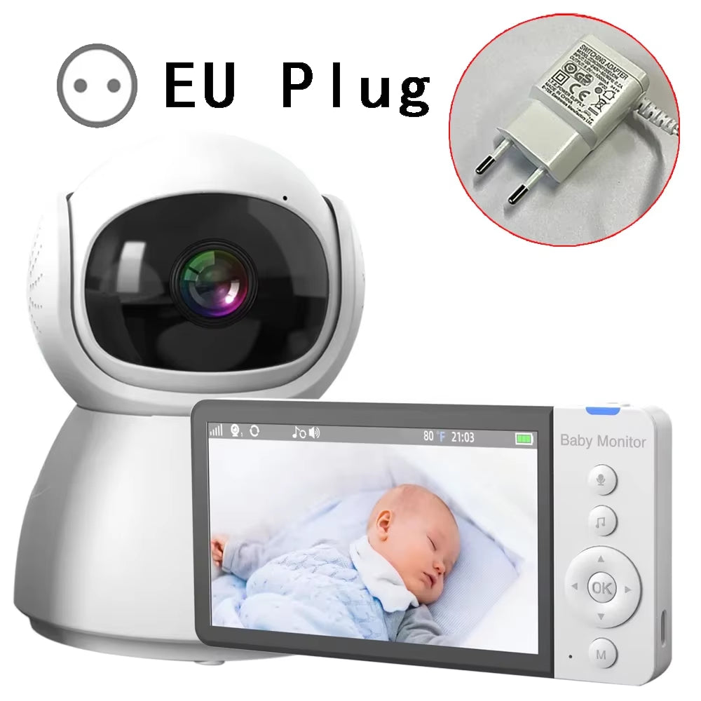 ABM700 Baby Monitor 5.0Inch 5000Mah Battery with PTZ Wireless Video Camera 2-Way Audio VOX Lullaby Night Vision Babysitter