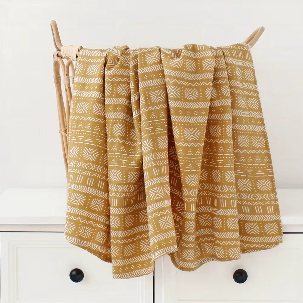 Bamboo Muslin Swaddle Blanket Baby Blankets Newborn Cotton Bedding Cover Floral Leaf Print Blankets and Diapers