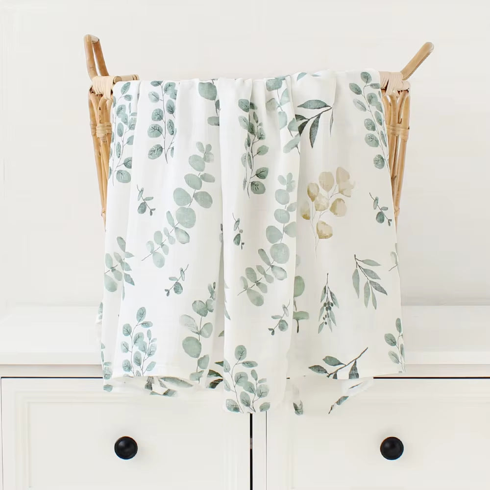 Bamboo Muslin Swaddle Blanket Baby Blankets Newborn Cotton Bedding Cover Floral Leaf Print Blankets and Diapers
