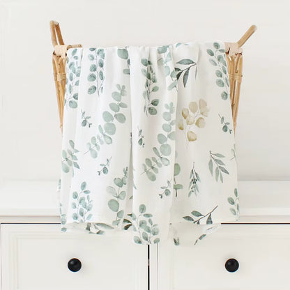 Bamboo Muslin Swaddle Blanket Baby Blankets Newborn Cotton Bedding Cover Floral Leaf Print Blankets and Diapers