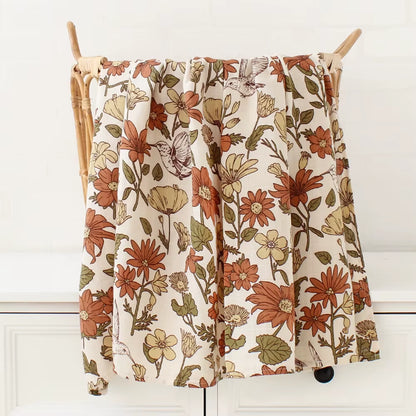 Bamboo Muslin Swaddle Blanket Baby Blankets Newborn Cotton Bedding Cover Floral Leaf Print Blankets and Diapers