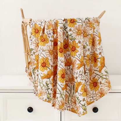 Bamboo Muslin Swaddle Blanket Baby Blankets Newborn Cotton Bedding Cover Floral Leaf Print Blankets and Diapers