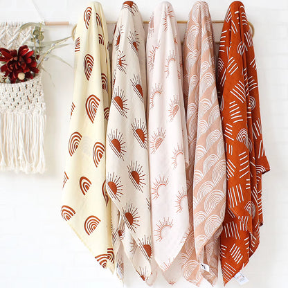 Bamboo Muslin Swaddle Blanket Baby Blankets Newborn Cotton Bedding Cover Floral Leaf Print Blankets and Diapers
