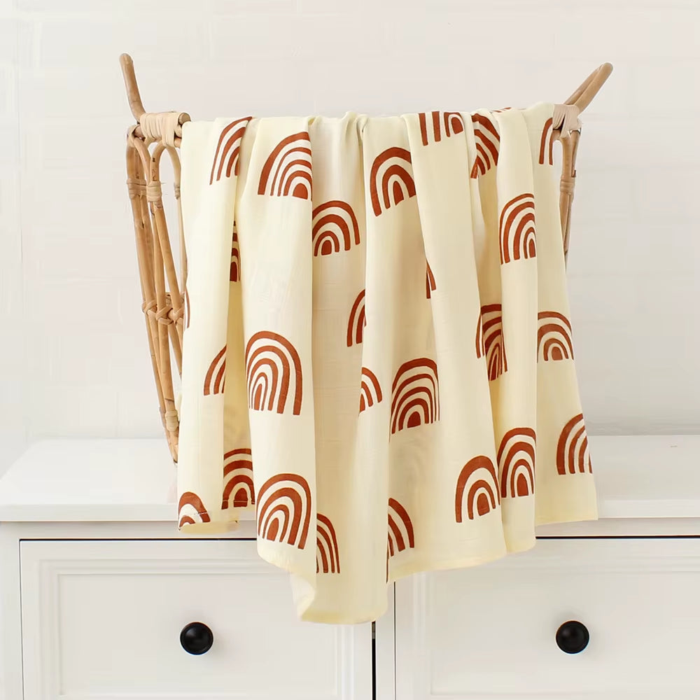 Bamboo Muslin Swaddle Blanket Baby Blankets Newborn Cotton Bedding Cover Floral Leaf Print Blankets and Diapers